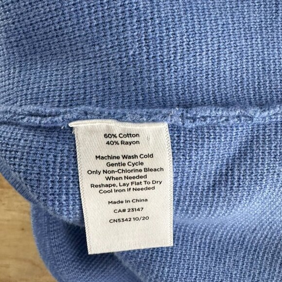 Talbots Sweater Blazer Jacket Large Blue Solid Cotton Blend Academia NWT CJ-1925 - Picture 10 of 10